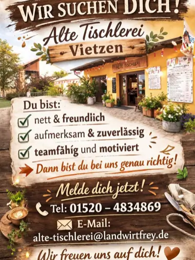 Wir suchen dich – Stellenangebote der Alten Tischlerei Vietzen